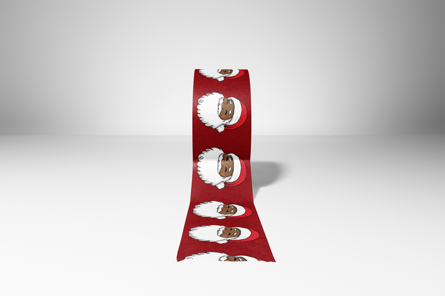 Decorative washi tape featuring a smiling Santa Claus wearing a red hat, set against a deep red background.
