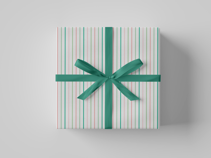 Front view of pink and green striped wrapping paper on a white background, inspired by Alpha Kappa Alpha sorority colors